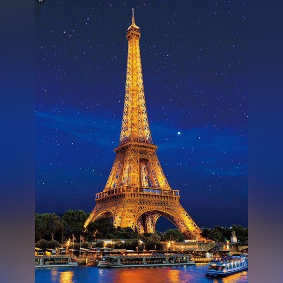 “Eiffel Tower” Paris France Parisian Gold Clear Crystal Travel Memento Earrings - Picture 3 of 5